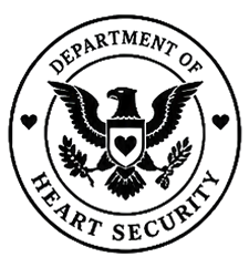 Department of Heart Security seal with an eagle, crest, and hearts